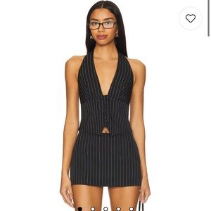 Lovers + Friends Black Pinstripe Mini Skirt